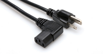 Power Cord, Right-angle IEC C13 to NEMA 5-15P, 8'