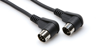 Right-angle MIDI Cable, Right-angle 5-pin DIN to Same, 5'